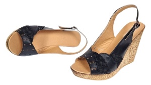 Sandale dama din piele naturala cu platforme de 10cm Negru Floral BVS47XN - Img 2