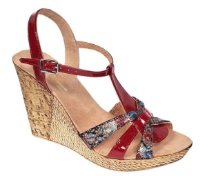 Sandale dama din piele naturala cu platforme de 10cm Rosu Floral BVS82LR - Img 4