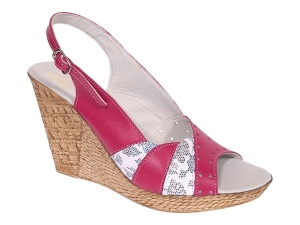 Sandale dama din piele naturala cu platforme de 10cm Roz Floral BVS47IVR - Img 7