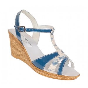 Sandale dama, din piele naturala cu platforme de 7.5cm, Albastru Indigo, S47LBL - Img 4
