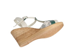 Sandale dama din piele naturala, cu platforme de 7 cm, alb - verde, MVS71AV - Img 7