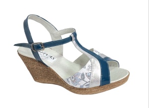 Sandale dama din piele naturala, cu platforme de 7 cm, Bleu, MVS71BLCOL - Img 4