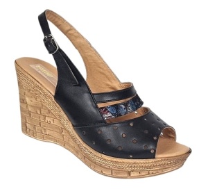Sandale dama din piele naturala cu platforme de 8.5 cm Negru Floral BVS46XNF