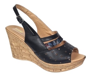 Sandale dama din piele naturala cu platforme de 8.5 cm Negru Floral BVS46XNF - Img 8