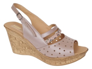 Sandale dama din piele naturala cu platforme de 8.5 cm Nude Floral BVS46XFN - Img 3