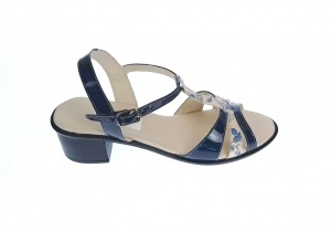 Sandale dama din piele naturala lacuita, bleumarin, S81LBL - Img 2