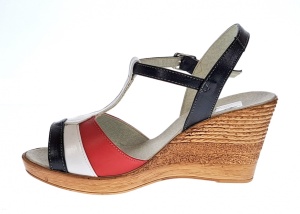 Sandale dama, din piele naturala, Platforme 8cm, negru-alb-rosu, piele box - S47NARBOX - Img 8