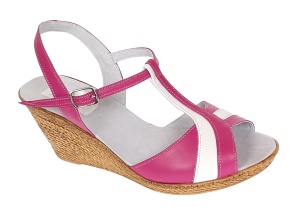Sandale dama din piele naturala Roz cu Alb - Model cu toc de 7cm S61ROZ - Img 8