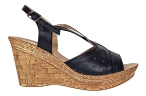 Sandale dama negre din piele naturala cu platforme de 8cm BVS45N - Img 4