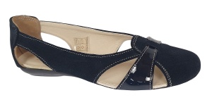 Balerini dama casual din piele naturala intoarsa de culoare neagra - ZENALNV
