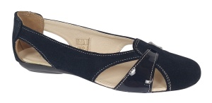 Balerini dama casual din piele naturala intoarsa de culoare neagra - ZENALNV - Img 4