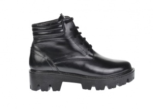 Bocanci dama scurti din piele naturala de culoare neagra Kamely