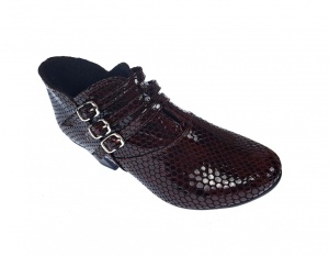 Botine dama din piele naturala Croco, Barete, Catarame argintii, Toc de 5 cm, GRENA - MVS63CTCRGR - Img 6