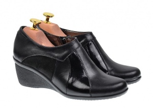 Botine dama negre din piele naturala cu platforma de 5 cm - Model Mira - Img 4