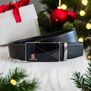 Curea barbati, casual, eleganta, din piele naturala, Negru 3.5cm - CK25N - Img 2