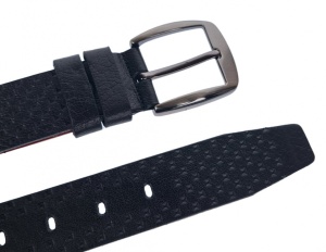 Curea barbati, casual, pentru jeans, din piele naturala, negru 4.5cm - CLK118N - Img 2