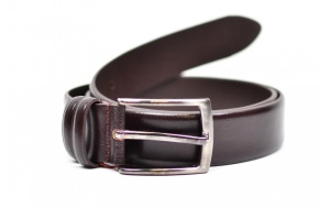 Curea barbati eleganta din piele naturala, de culoare maro inchis 3.5 cm - SRN96