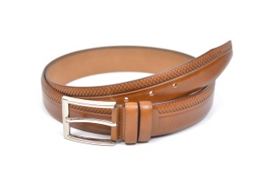 Curea barbati eleganta din piele naturala maro 3.5cm - DR241MD - Img 3