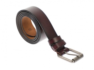 Curea barbati eleganta, din piele naturala, visinie 3.5 cm - DR1216VIS - Img 3