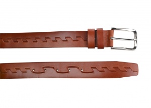 Curea barbati eleganta, mata, maro, din piele naturala 3.5 cm CLK3506M - Img 2