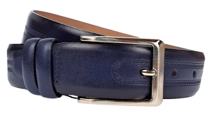 Curea barbati, eleganta, pentru costum, din piele naturala, Bleumarin, 3.4cm - CK66BL