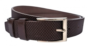 Curea barbati, eleganta, pentru costum, din piele naturala, Maro, 3cm - CK79M - Img 3