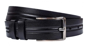 Curea barbati, eleganta, pentru costum, din piele naturala, Negru, 3.5cm - CK49N - Img 2