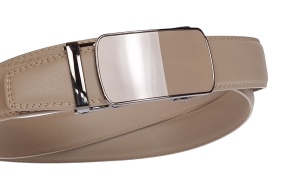 Curea barbati eleganta pentru costum piele naturala, Bej, 3.5cm TK12BEJ - Img 4