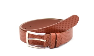 Curea casual - eleganta barbati din piele naturala perforata, maro CNC350MP - Img 2