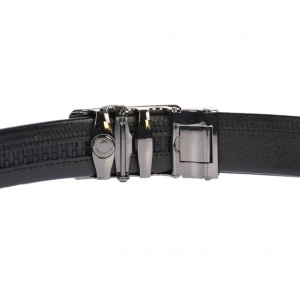 Curea din piele pentru barbati, catarama metalica fara ac, latime 3.5 cm, lungime reglabila, negru - LS209NSBR - Img 3