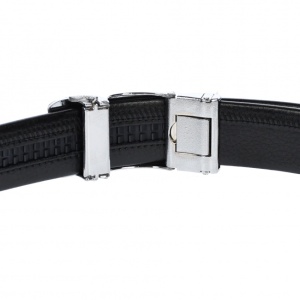 Curea din piele pentru barbati, catarama metalica fara ac, latime 3.5 cm, lungime reglabila, negru - LS222NSBR - Img 3