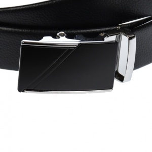 Curea din piele pentru barbati, catarama metalica fara ac, latime 3.5 cm, lungime reglabila, negru - LS243NSN - Img 3