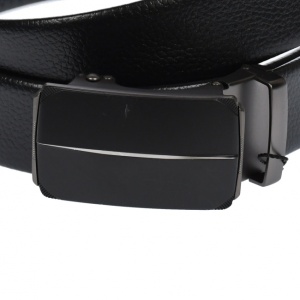 Curea din piele pentru barbati, catarama metalica fara ac, latime 3.5 cm, lungime reglabila, negru - LS234NNS - Img 3