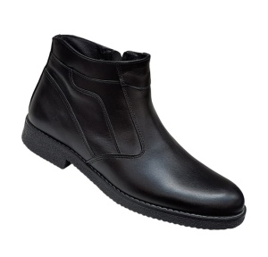 Ghete barbatesti negre din piele naturala cu fermoar Rusay Office GKR61N