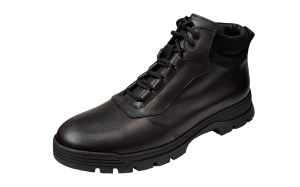 Ghete barbati casual din piele naturala cu fermoar imblanite Negru KAYRO