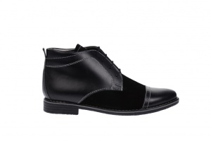 Ghete barbati casual din piele naturala, imblanite, negru combinat, BOND1NN - Img 6