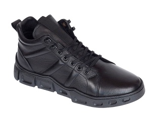 Ghete barbati casual din piele naturala (imblanite) Negru VIK851N