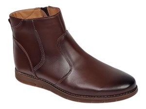 Ghete barbati casual din piele naturala maro cu fermoar imblanite GF1204YANIS