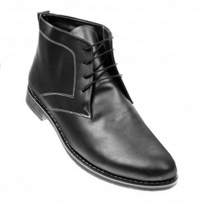 Ghete barbati casual, elegante din piele naturala imblanite, negru - BONDN