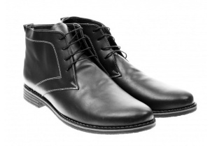 Ghete barbati casual, elegante din piele naturala imblanite, negru - BONDN - Img 2