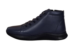 Ghete barbati din piele naturala cu fermoar, bleumarin model imblanit casual sport - Img 6