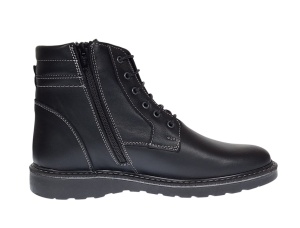 Ghete barbati din piele naturala cu siret si fermoar (imblanite) Corsa Negru GKR7XN - Img 4