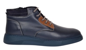 Ghete barbati din piele naturala imblanite, bleumarin, GKR36BL - Img 3