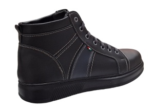 Ghete barbati din piele naturala imblanite Negru GKR40N - Img 3