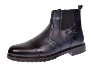 Ghete casual barbati din piele naturala (imblanite), Bleumarin, GKR28BLUE - Img 3