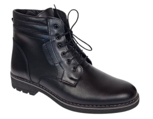 Ghete casual barbati din piele naturala imblanite Tomy Negru GKR26N - Img 11