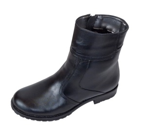 Ghete dama casual din piele naturala, cu fermoar, imblanite, Negru, GXXLN - Img 5
