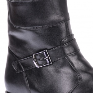 Ghete dama, casual, din piele naturala, cu fermoar, negre, imblanite - 9CATN - Img 2