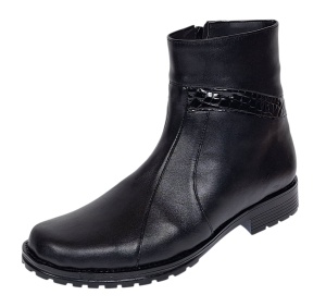 Ghete dama casual din piele naturala cu fermoar negre imblanite B5N - Img 3