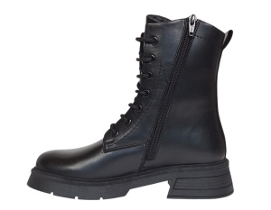 Ghete dama casual din piele naturala cu siret si fermoar Negru LDY 970N - Img 6